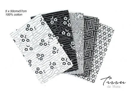 Tissu de Marie Fat Quarter Weiß Weisheit 50x57cm - 5 Stk